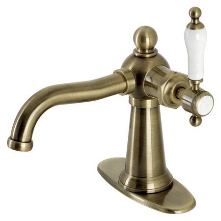 Kingston Brass KSD154KLAB Single-Handle Bathroom Faucet with Push Pop-Up, Antique Brass KSD154KLAB